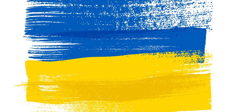 Ukraine colorful brush strokes painted flag.