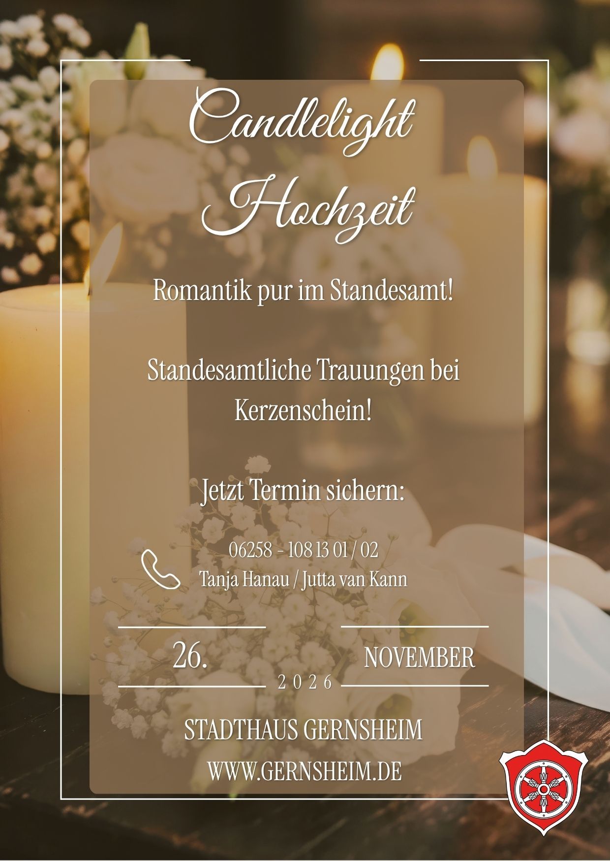 Plakat Candlelight Trauung; Infos im Text