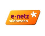Oranges Logo mit purpurner und weißer Schrift E Netz Sternchen Südhessen.