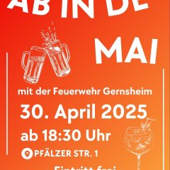 Plakat für die Veranstaltung Ab in den Mai der Feuerwehr Gernsheim