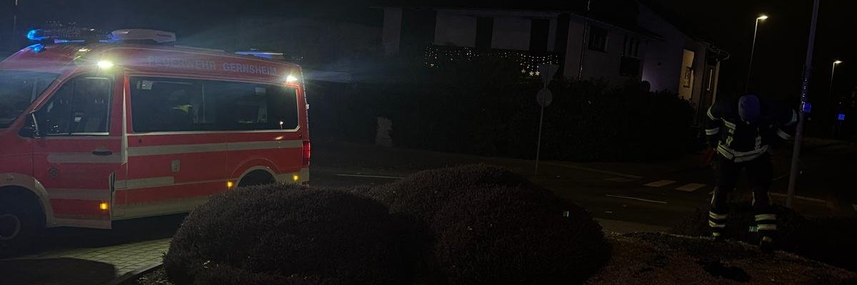 Brennender Feuerwerkskörper auf dem Kreisverkehr in der Heidelberger Straße
