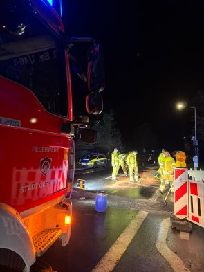 Einsatzstelle - ein PKW hat sich an einer Absenkung die Ölwanne aufgerissen.