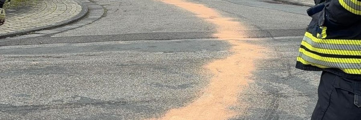 Eine Ölspur wurde mittels Ölbindemittel gebunden.