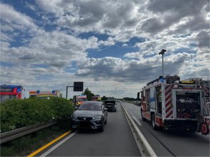 Verkehrsunfall im Baustellenbereich. Die Kameraden aus Pfungstadt wurden ebenfalls alarmiert.