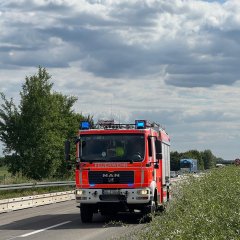 Unser HLF20 im Baustellenbereich der A67 bei Pfungstadt.