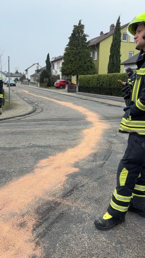 Gebundene Ölspur mittels Ölbindemittel.