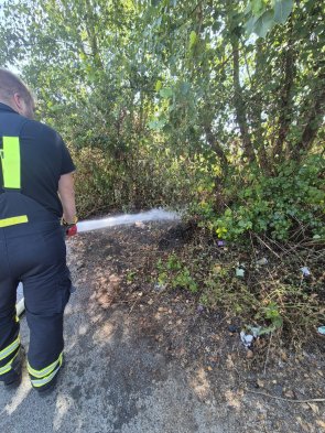 Brandbekämpfung eines kleinen Flächenbrandes.