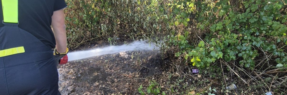 Brandbekämpfung eines kleinen Flächenbrandes.