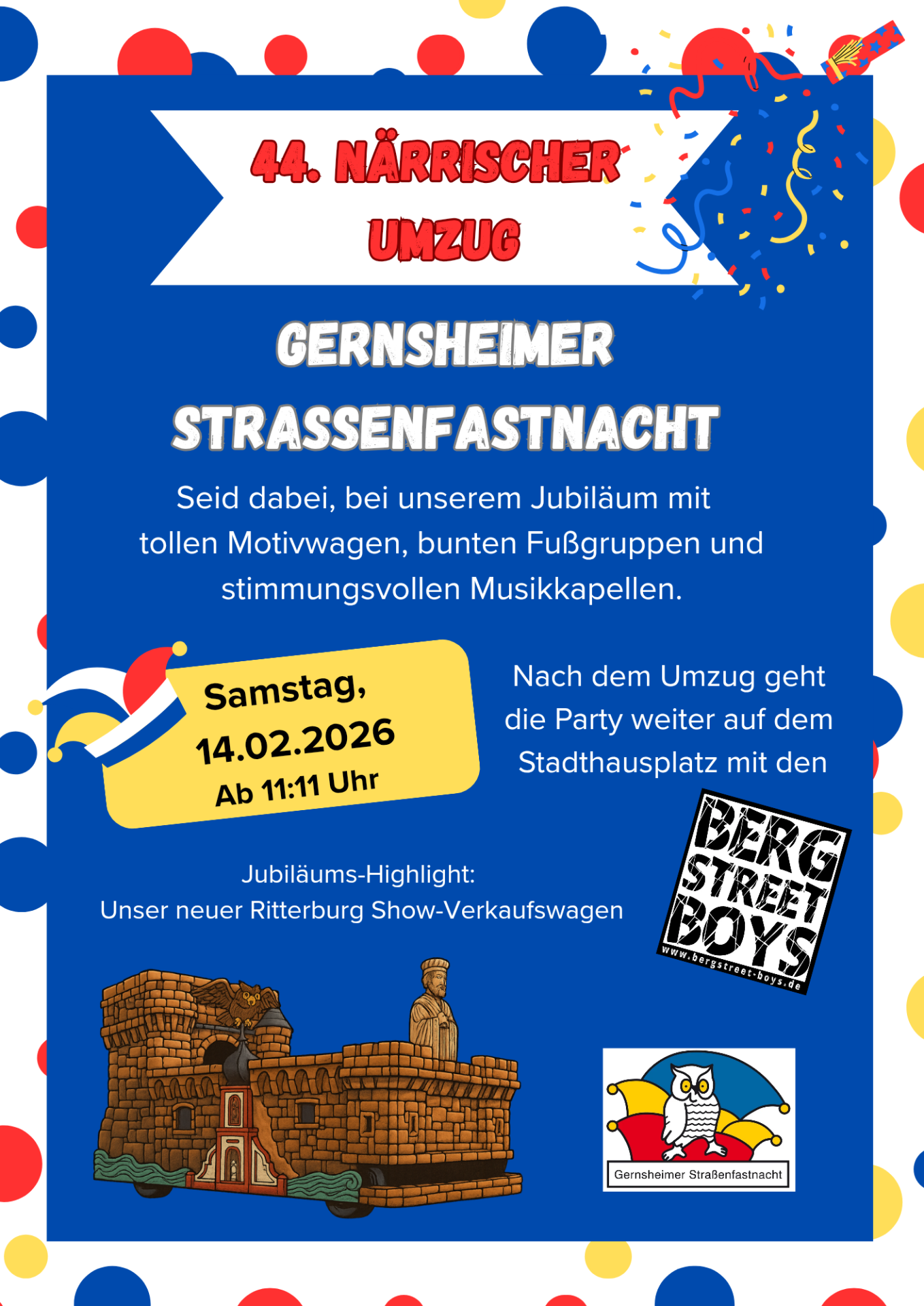 Flyer Gernsheimer Straßenfastnacht 2026