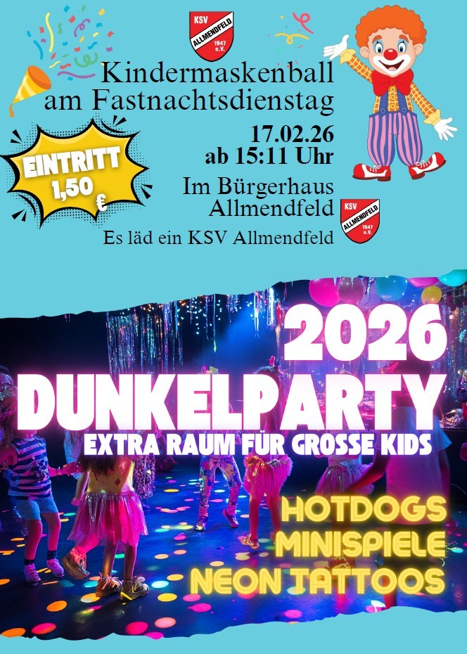 Plakat Kidnermaskenball, Infos im Text