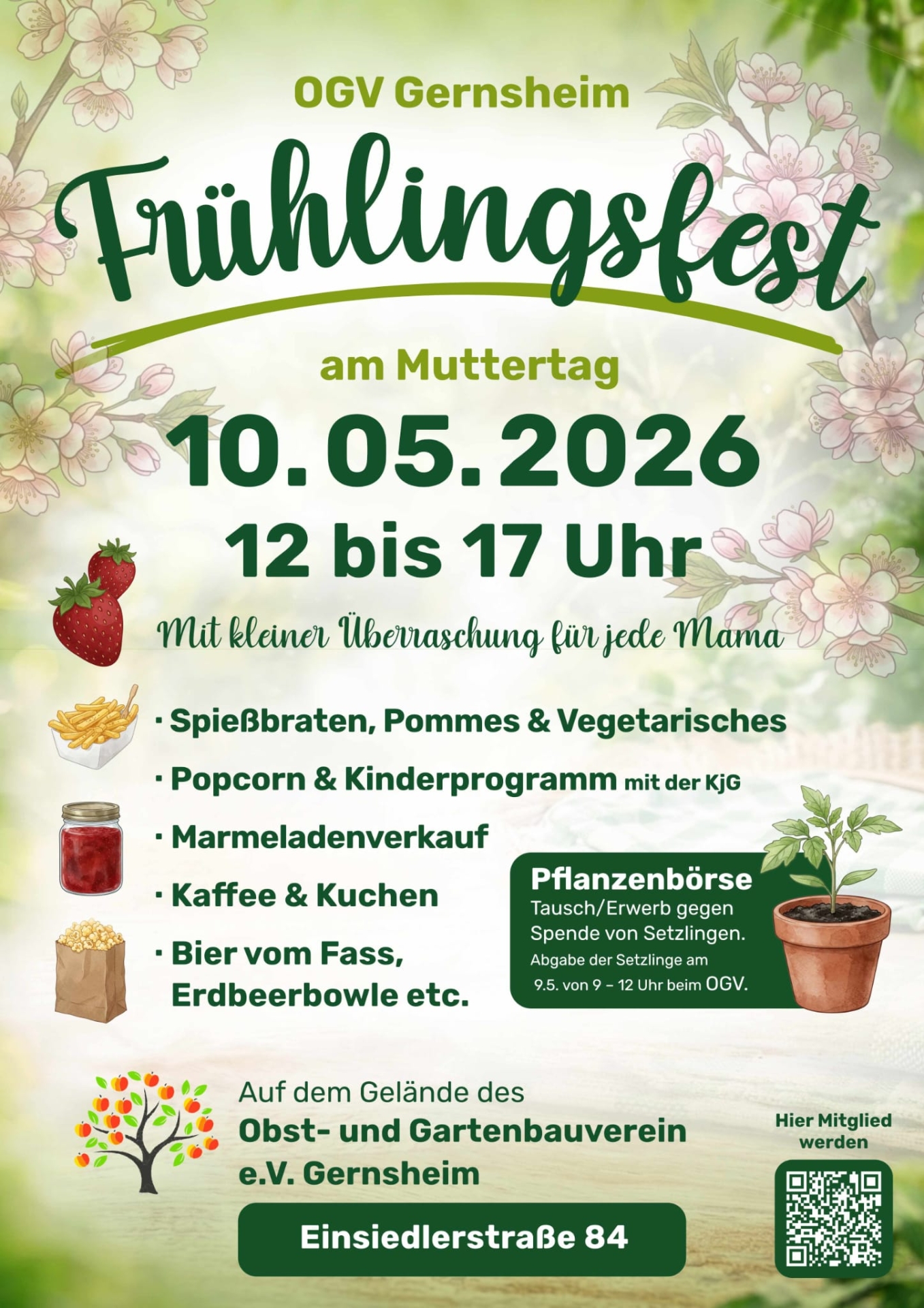 Plakat Frühlingsfest OGV, Infos im Text