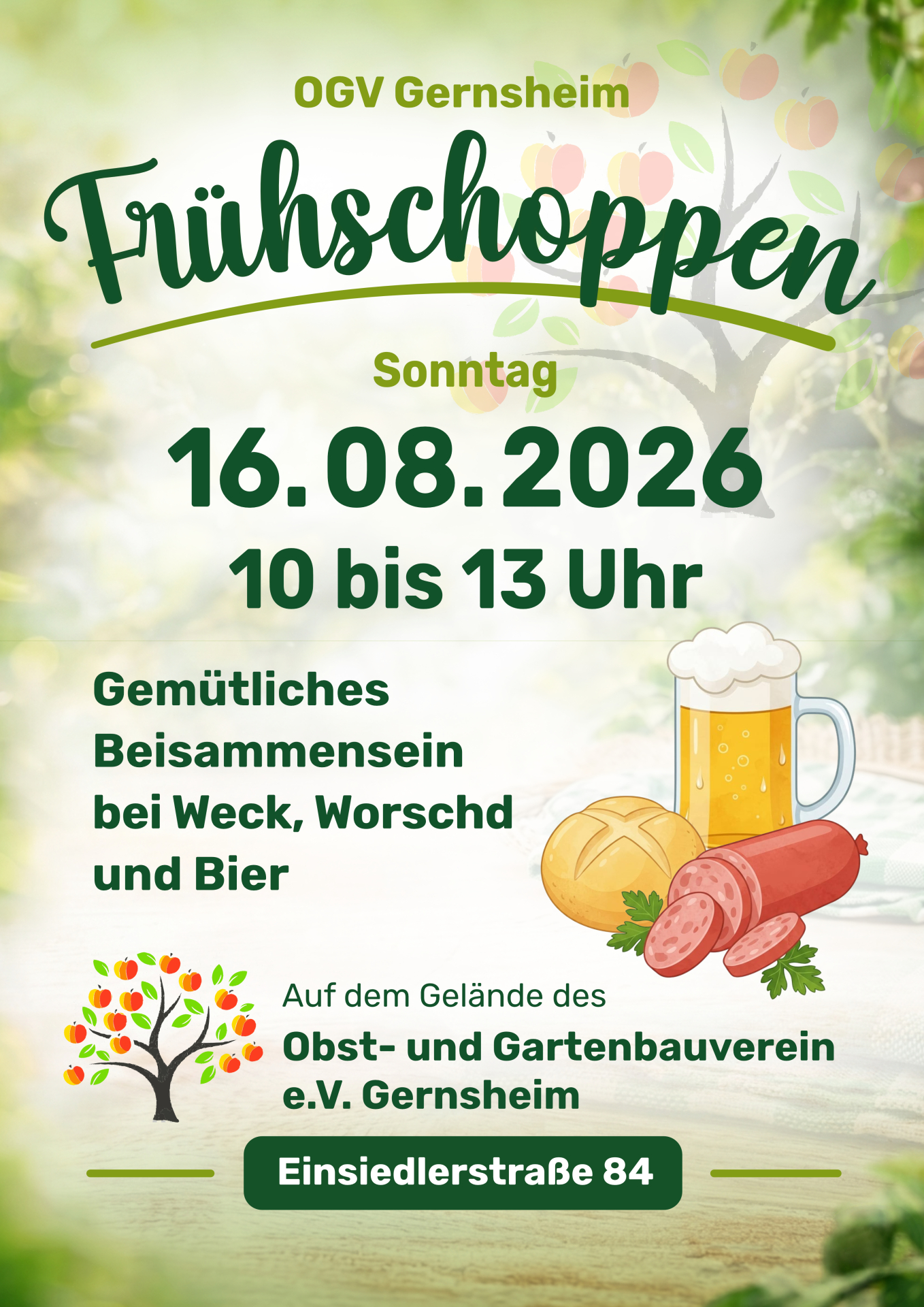 Plakat Frühschoppen OGV, Infos im Text