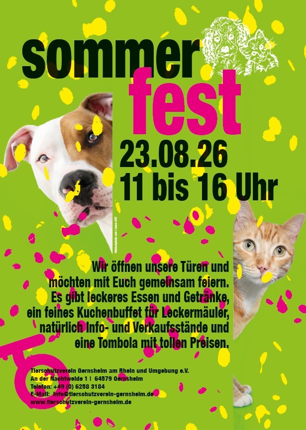 Plakat Sommerfest Tierheim 2026, Infos im Text Plakat Sommerfest Tierheim 2026, Infos im Text