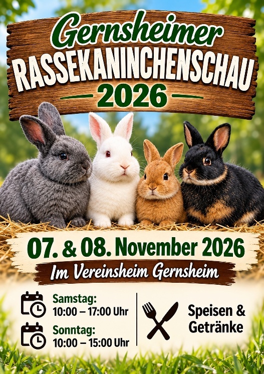 Plakat Gernsheimer Rassekaninchenschau, Infos im Text
