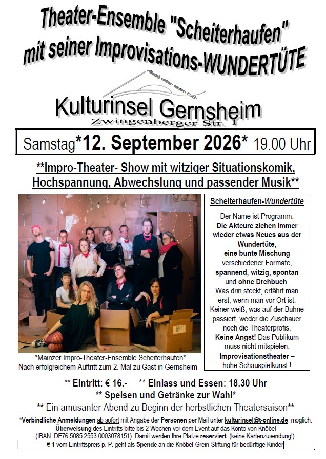 Plakat Improvisationstheater Kulturinsel, Infos im Text Plakat Improvisationstheater Kulturinsel, Infos im Text