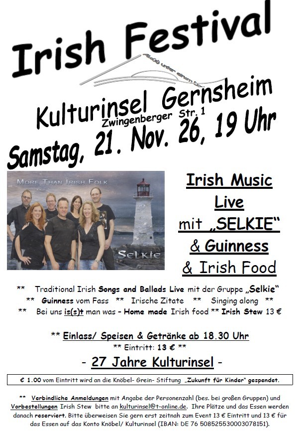 Plakat Irish Festival, Infos im Text
